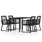 5 Piece Garden Dining Set Black - Front View