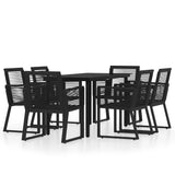 7 Piece Garden Dining Set Black - Front View