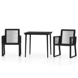 3 Piece Garden Dining Set Black - Front View