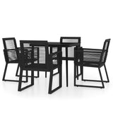 5 Piece Garden Dining Set Black - Front View