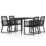5 Piece Garden Dining Set Black - Front View