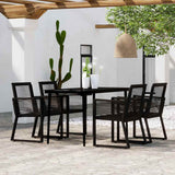5 Piece Garden Dining Set Black