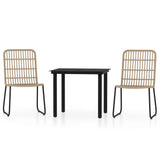 3 Piece Garden Dining Set Oak - Front View