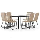 7 Piece Garden Dining Set Oak - Front View