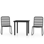 3 Piece Garden Dining Set Black