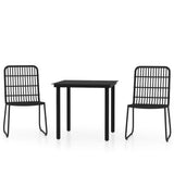 3 Piece Garden Dining Set Black - Front View