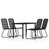 5 Piece Garden Dining Set Black - Front View