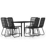 7 Piece Garden Dining Set Black - Front View