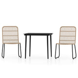 3 Piece Garden Dining Set Oak - Front View