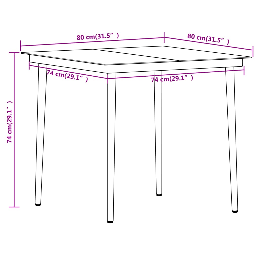 3 Piece Garden Dining Set Oak