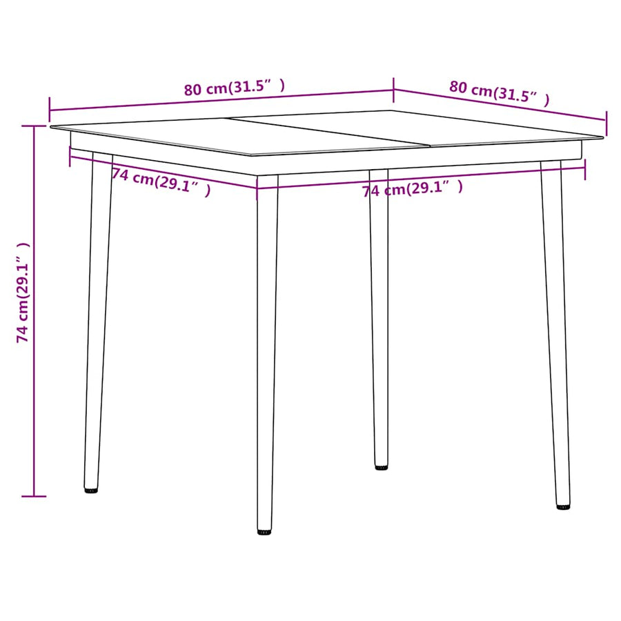 3 Piece Garden Dining Set Oak