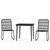 3 Piece Garden Dining Set Black - Front View