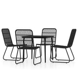 5 Piece Garden Dining Set Black - Front View