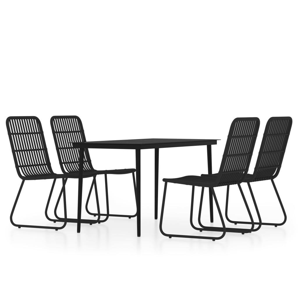 5 Piece Garden Dining Set Black