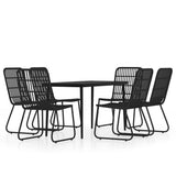 7 Piece Garden Dining Set Black - Front View