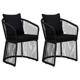 3 Piece Garden Dining Set with Cushions Black - Side View