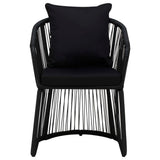 5 Piece Garden Dining Set with Cushions Black - 45-Degree Angle