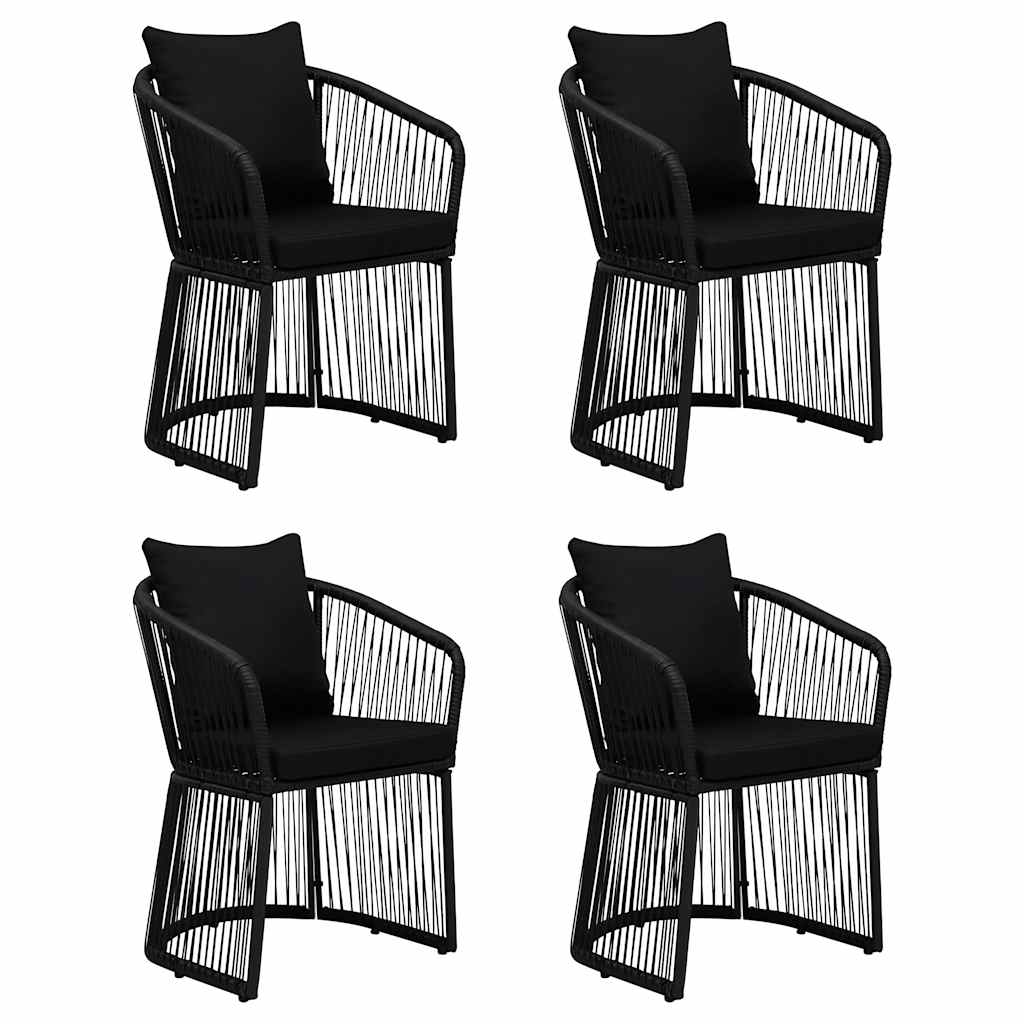 5 Piece Garden Dining Set with Cushions Black