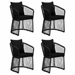 5 Piece Garden Dining Set with Cushions Black