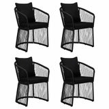 5 Piece Garden Dining Set with Cushions Black - Side View