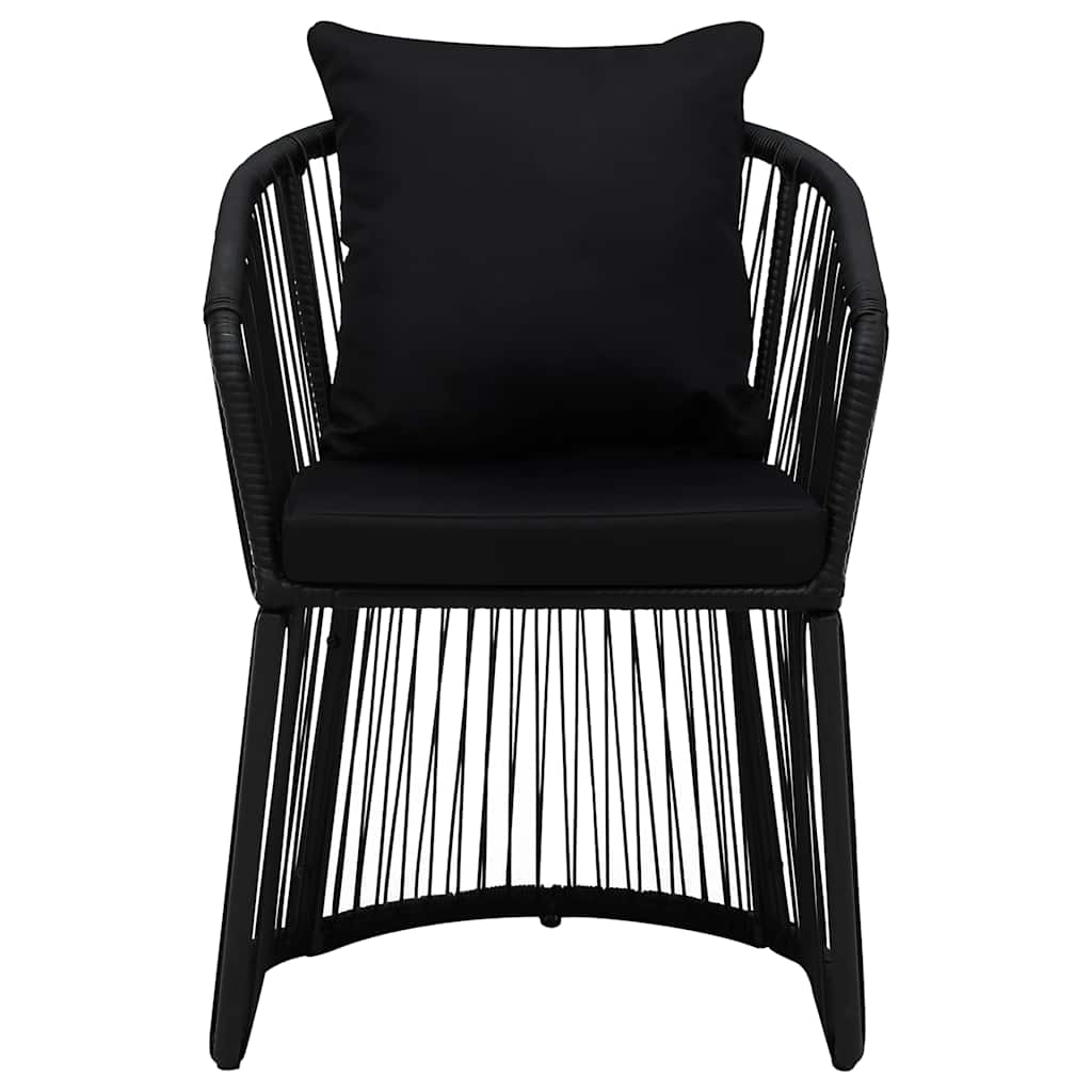 5 Piece Garden Dining Set with Cushions Black