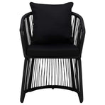 5 Piece Garden Dining Set with Cushions Black