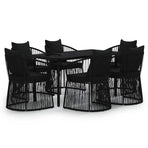 7 Piece Garden Dining Set with Cushions Black