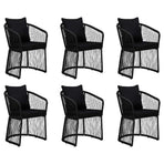 7 Piece Garden Dining Set with Cushions Black