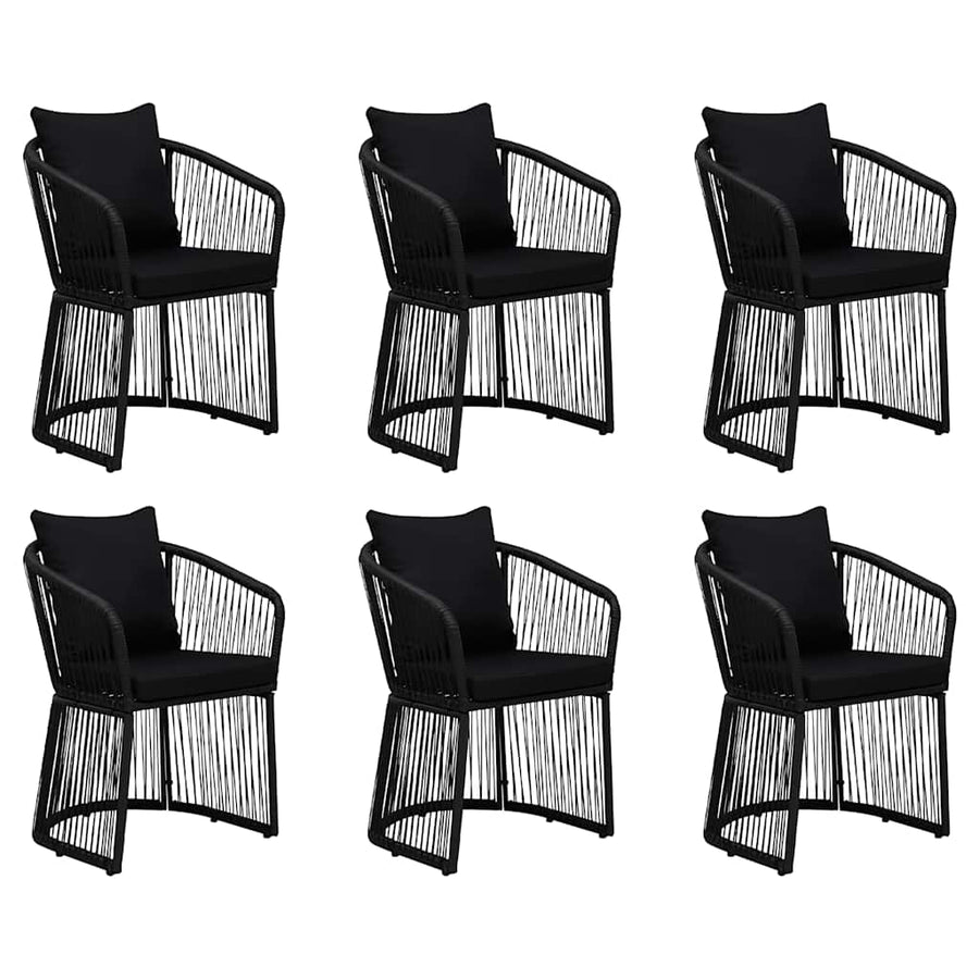 7 Piece Garden Dining Set with Cushions Black