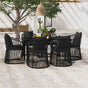 7 Piece Garden Dining Set with Cushions Black