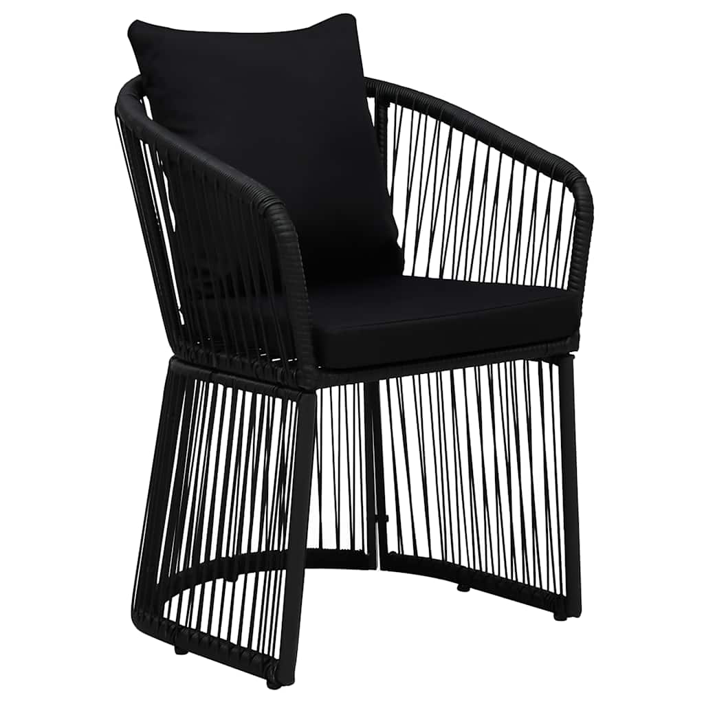 3 Piece Garden Dining Set with Cushions Black