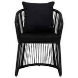 3 Piece Garden Dining Set with Cushions Black