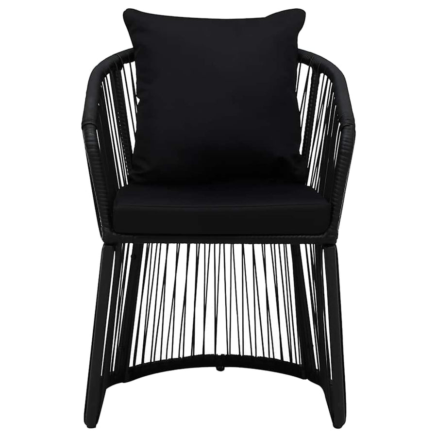 5 Piece Garden Dining Set with Cushions Black