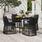 5 Piece Garden Dining Set with Cushions Black
