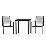 3 Piece Garden Dining Set Black - Front View