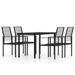 5 Piece Garden Dining Set Black