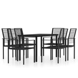 7 Piece Garden Dining Set Black - Front View