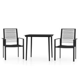 3 Piece Garden Dining Set Black - Front View