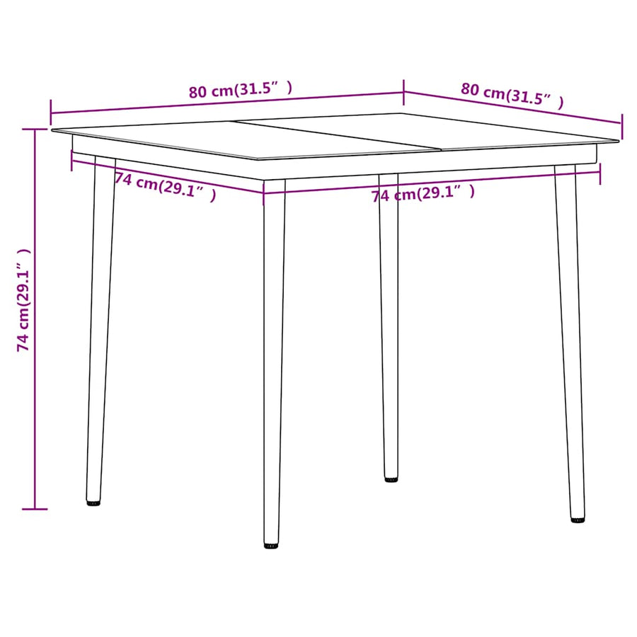 3 Piece Garden Dining Set Black