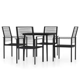 5 Piece Garden Dining Set Black - Front View