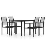 5 Piece Garden Dining Set Black