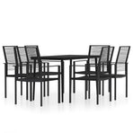 7 Piece Garden Dining Set Black