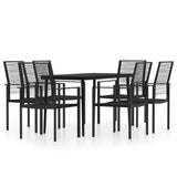 7 Piece Garden Dining Set Black - Front View