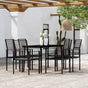 7 Piece Garden Dining Set Black