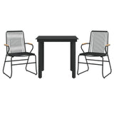 3 Piece Garden Dining Set Black PVC Rattan - Side View