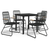 5 Piece Garden Dining Set Black PVC Rattan - Front View