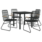 5 Piece Garden Dining Set Black PVC Rattan - Side View