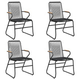 5 Piece Garden Dining Set Black PVC Rattan - Top-Down View