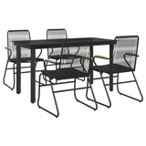 5 Piece Garden Dining Set Black PVC Rattan - Side View