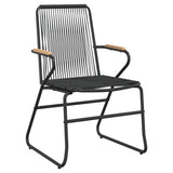 7 Piece Garden Dining Set Black PVC Rattan - 45-Degree Angle
